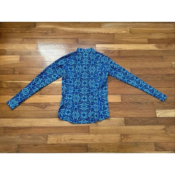 Coolibar UPF 50+ Long Sleeve Freestyle Shirt/Rash Guard 3/4 Zip Blue Size XS - Picture 5 of 7